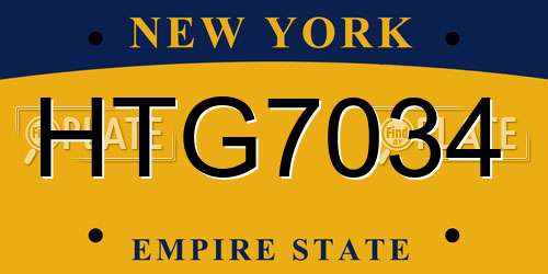 HTG7034 New York License Plate