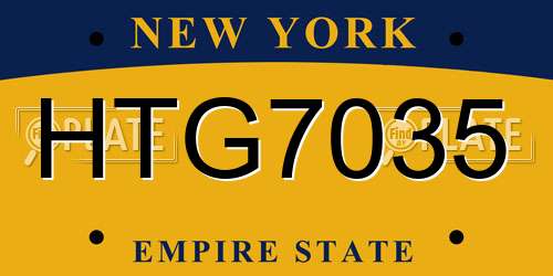 HTG7035 New York License Plate