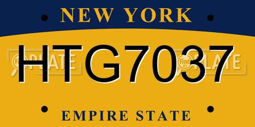HTG7037 New York License Plate