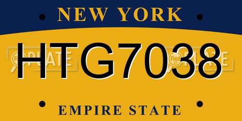 HTG7038 New York License Plate