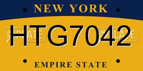 HTG7042 New York License Plate