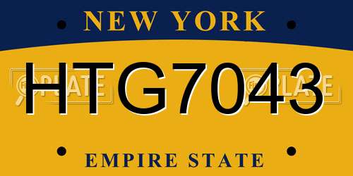 HTG7043 New York License Plate