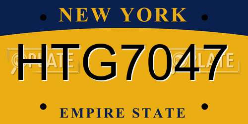HTG7047 New York License Plate