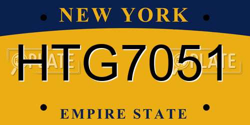 HTG7051 New York License Plate