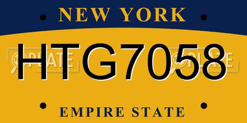 HTG7058 New York License Plate