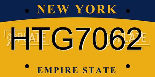 HTG7062 New York License Plate