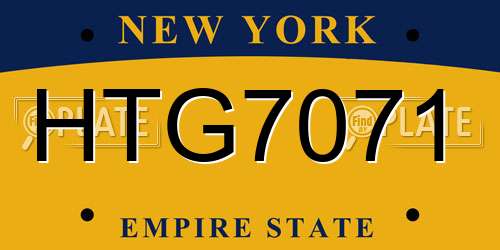 HTG7071 New York License Plate