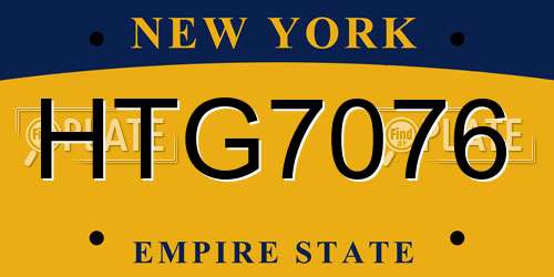 HTG7076 New York License Plate