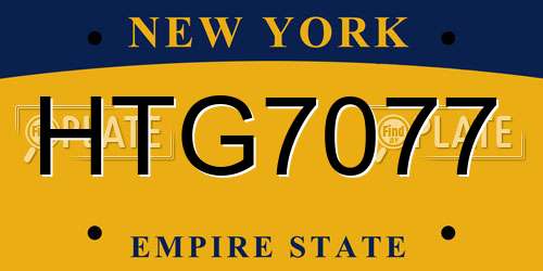 HTG7077 New York License Plate