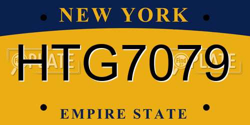 HTG7079 New York License Plate