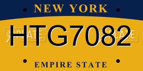 HTG7082 New York License Plate