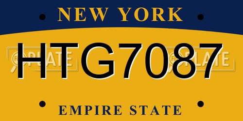 HTG7087 New York License Plate