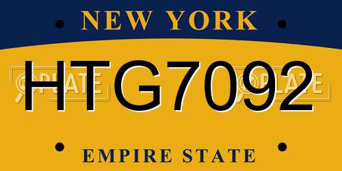 HTG7092 New York License Plate