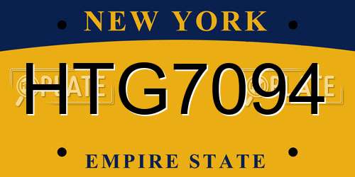HTG7094 New York License Plate