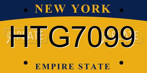 HTG7099 New York License Plate