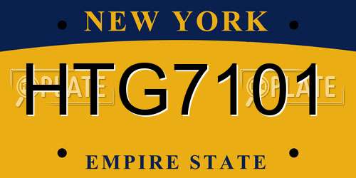 HTG7101 New York License Plate