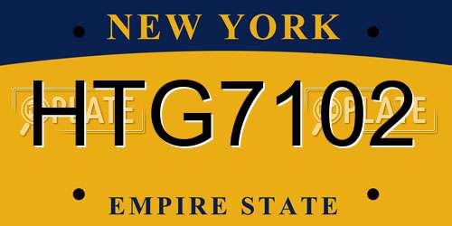 HTG7102 New York License Plate