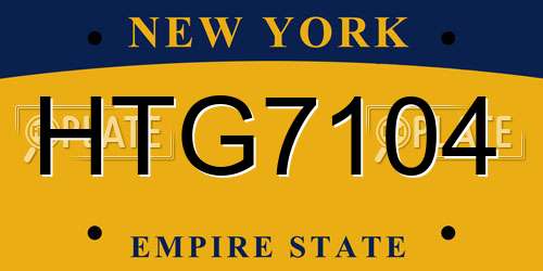 HTG7104 New York License Plate