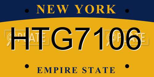 HTG7106 New York License Plate
