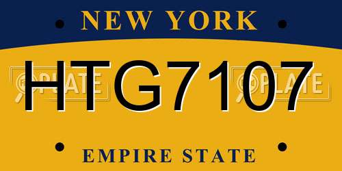 HTG7107 New York License Plate