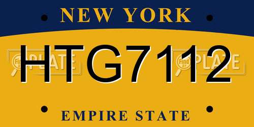 HTG7112 New York License Plate