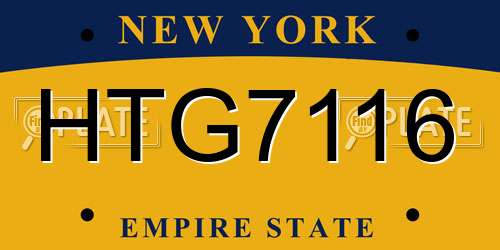 HTG7116 New York License Plate