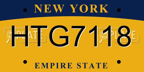 HTG7118 New York License Plate