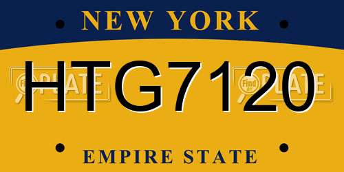 HTG7120 New York License Plate