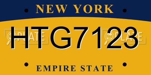 HTG7123 New York License Plate