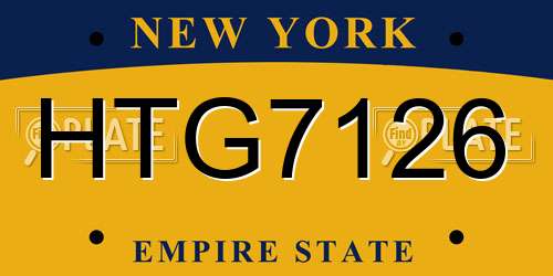 HTG7126 New York License Plate