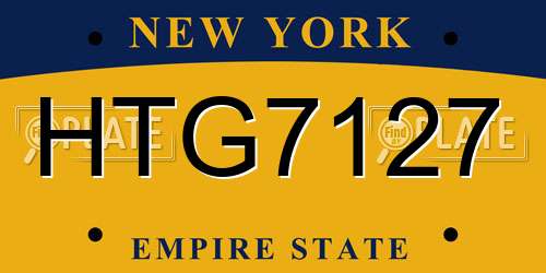HTG7127 New York License Plate