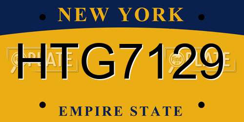 HTG7129 New York License Plate