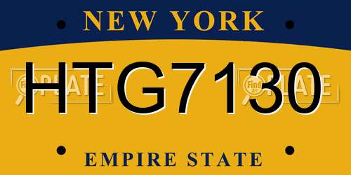 HTG7130 New York License Plate