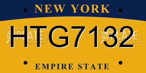 HTG7132 New York License Plate
