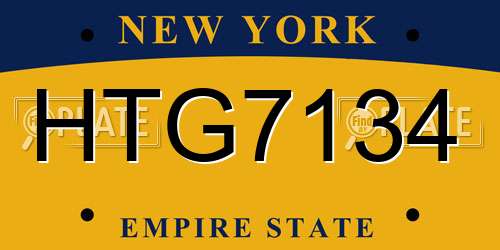 HTG7134 New York License Plate