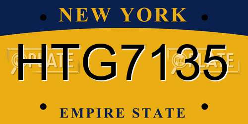 HTG7135 New York License Plate