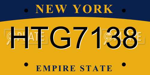 HTG7138 New York License Plate