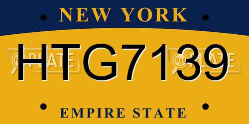 HTG7139 New York License Plate
