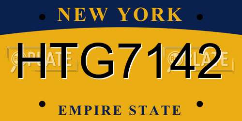 HTG7142 New York License Plate