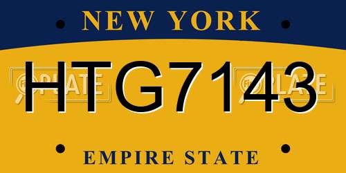 HTG7143 New York License Plate