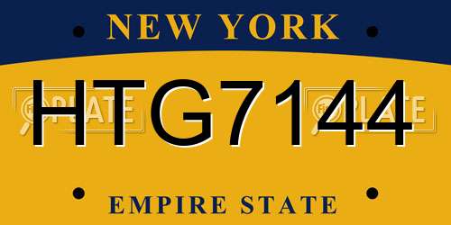 HTG7144 New York License Plate