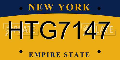 HTG7147 New York License Plate