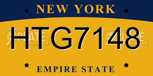 HTG7148 New York License Plate