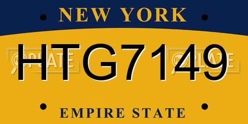 HTG7149 New York License Plate