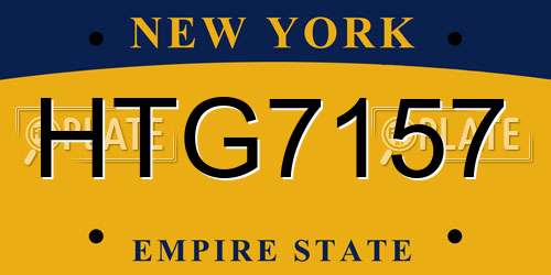 HTG7157 New York License Plate