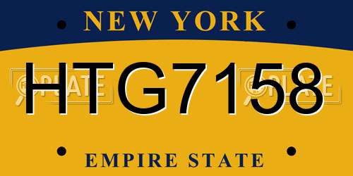 HTG7158 New York License Plate