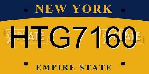 HTG7160 New York License Plate