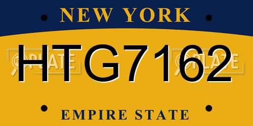 HTG7162 New York License Plate