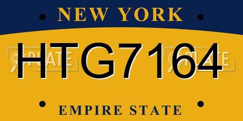 HTG7164 New York License Plate
