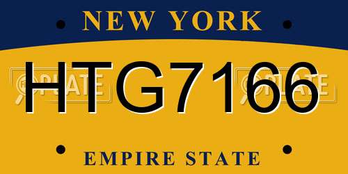 HTG7166 New York License Plate